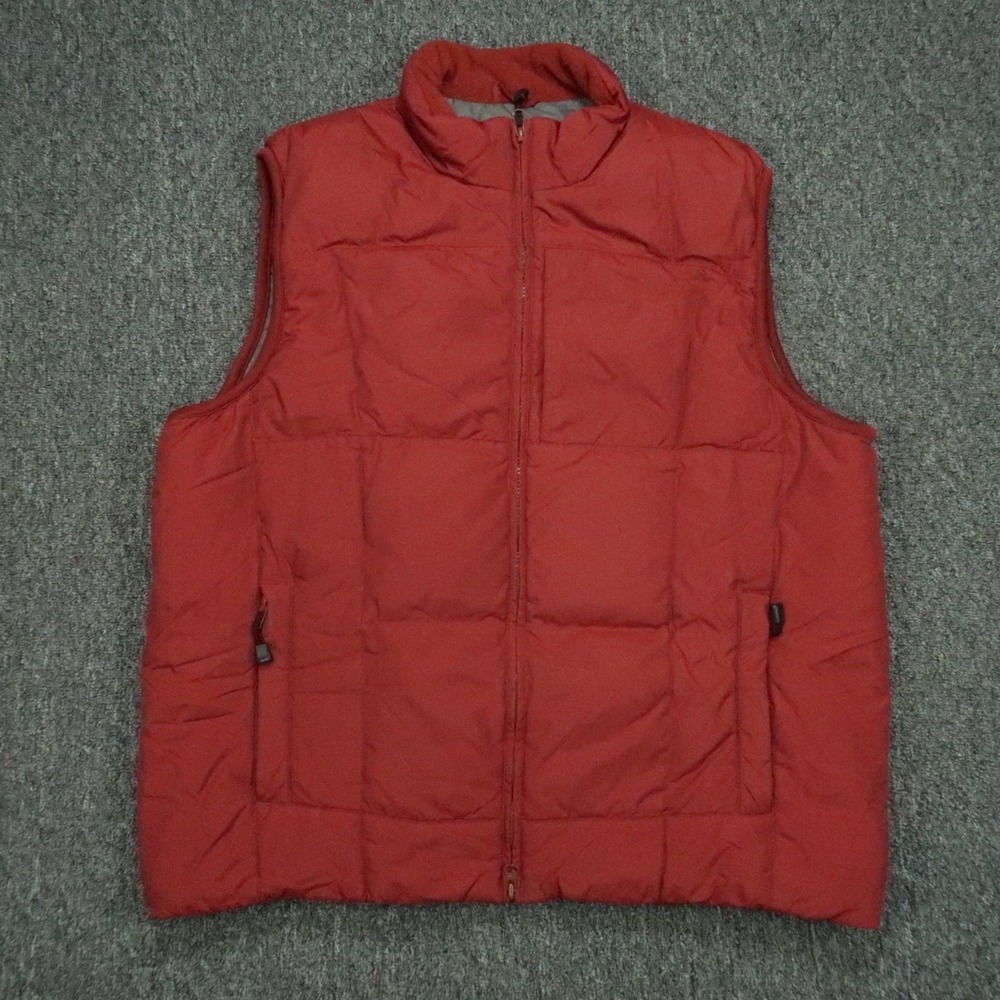 Eddie Bauer Vest Mens Large Red‎ Goose Down Puffer Quilted Full Zip Pockets